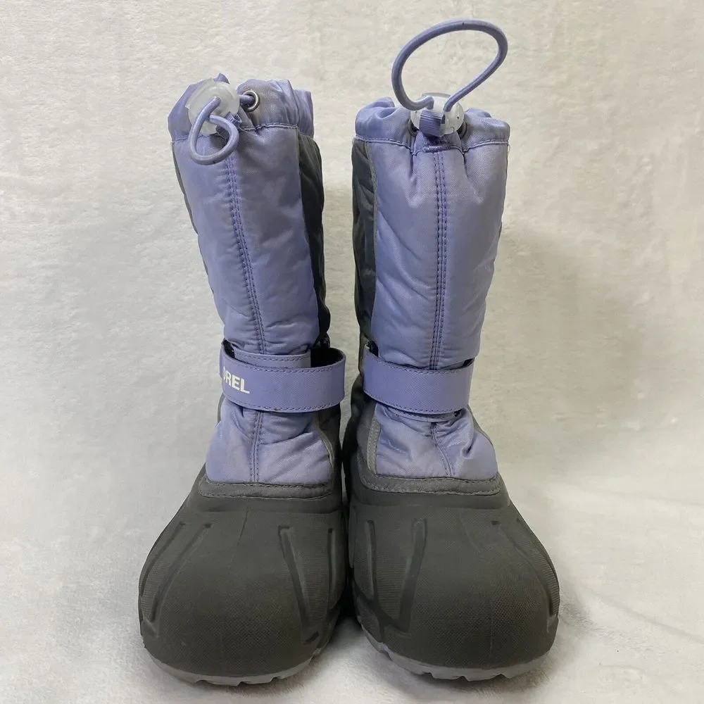 Sorel Flurry Snow Boots Youth Size 6 Purple & Gray Grill Heatwave‎ Shoes